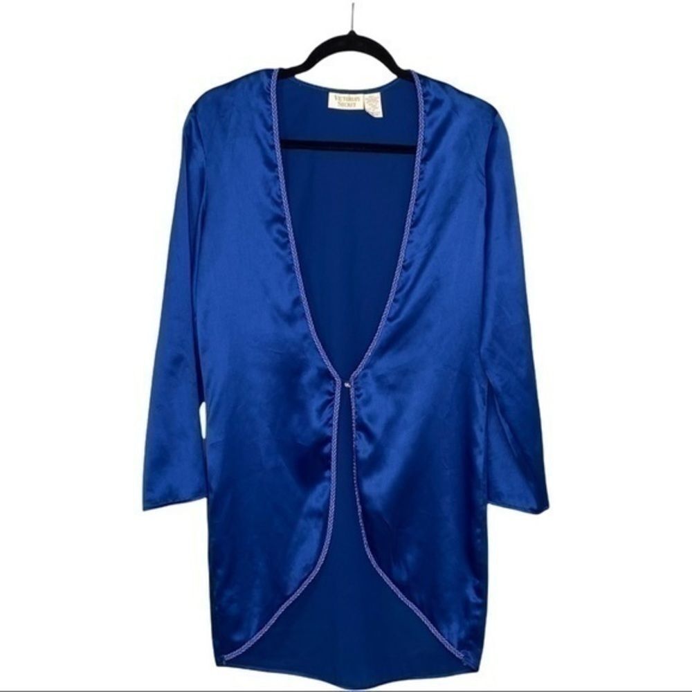 Victoria's Secret Gold Label Vintage Blue Satin Robe Babydoll Fairy Lingerie S - Picture 2 of 5